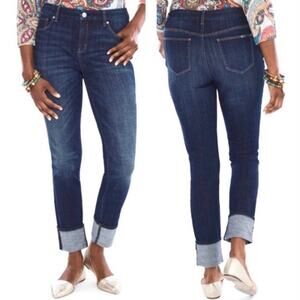 Chicos So Slimming High Cuff Girlfriend Slim Ankle Jeans Size 8 Casual Sassy